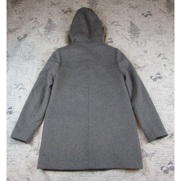 Bloggers fav J. CREW Vail Faux Fur Parka Coat Hood Peacoat Grey Classic Preppy 2 - Picture 7 of 10